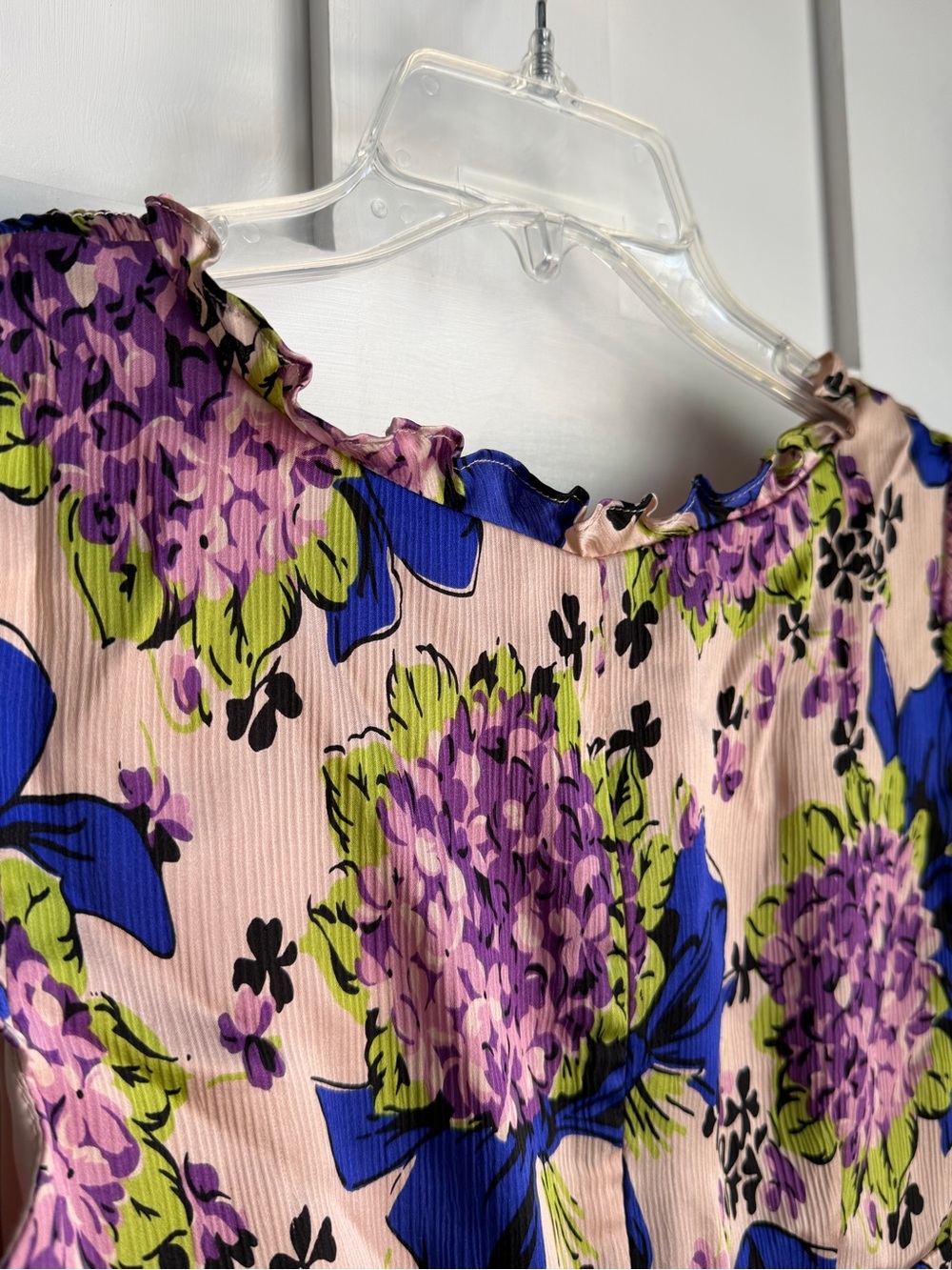 Nanette Lepore Pink Floral Ruffle Sleeve Silk Blouse - Picture 10 of 15